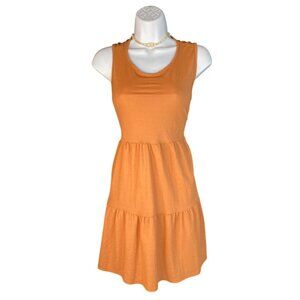 Très Bien Womens Sleeveless Tiered Dress Large Orange Rayon Blend Made In USA